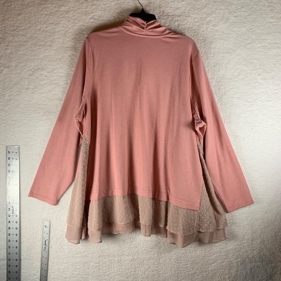 Logo Lounge Lori Goldstein Women's Layered Open Cardigan Sweater Pink Sz 2X 8854 - Picture 6 of 9